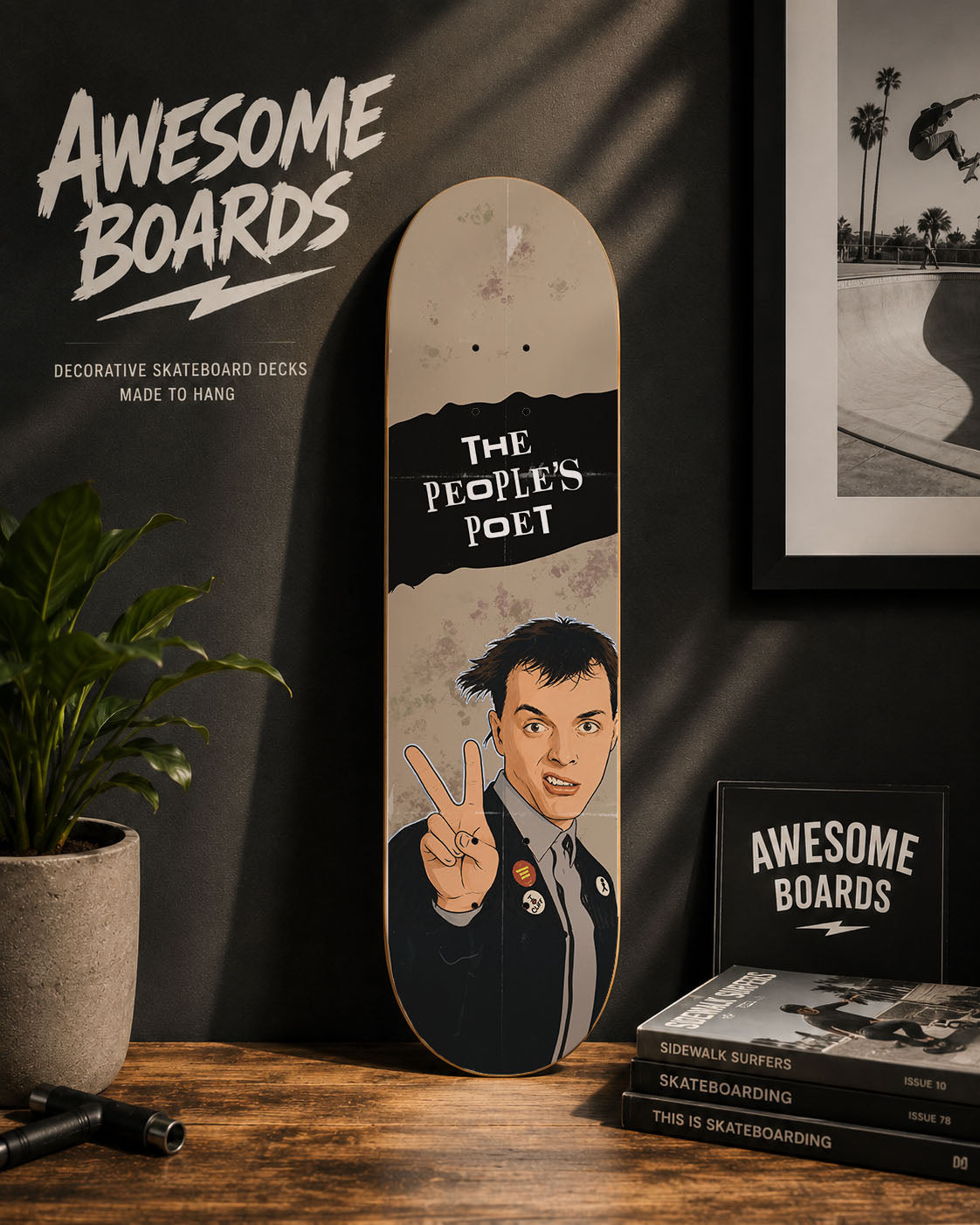 The People’s Poet Decorative Skateboard Deck | Rik Mayall Wall Art