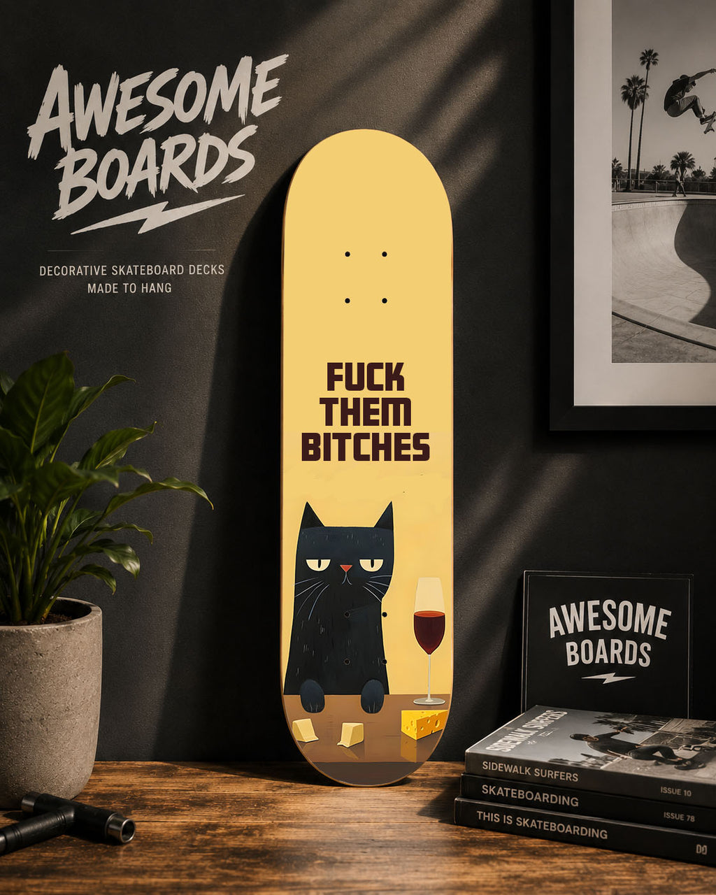 F**k Them Bitches Decorative Skateboard Deck | Wall Art