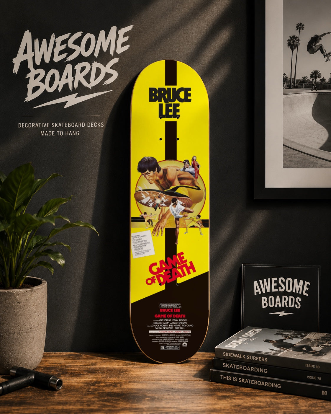 Bruce Lee Game of Death decorative skateboard deck wall art