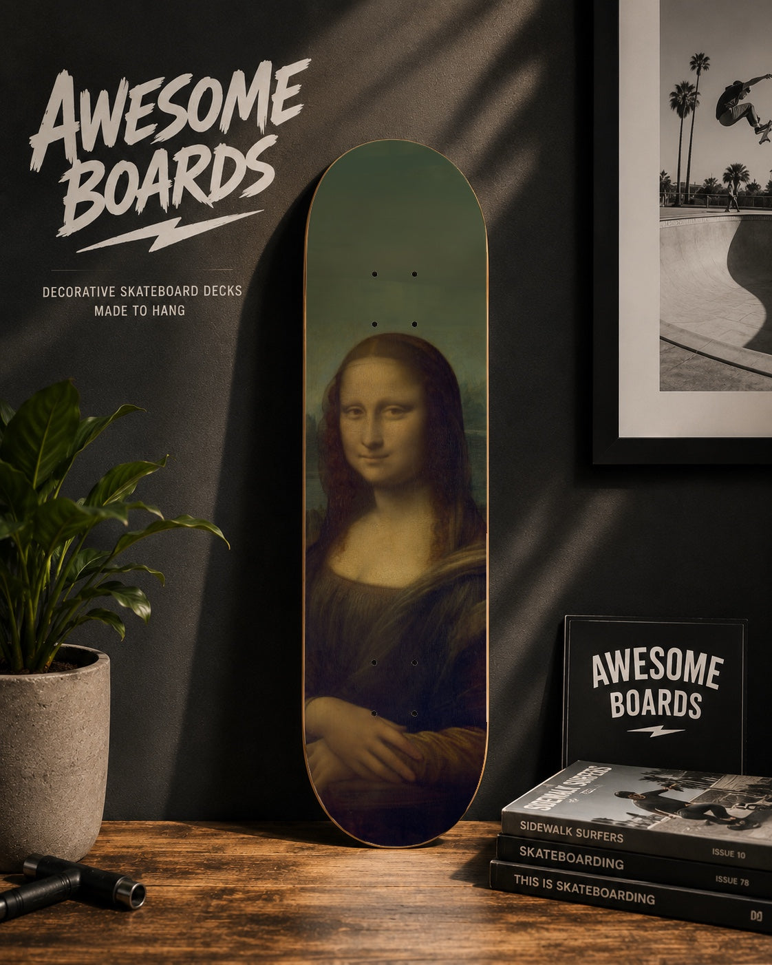 Mona Lisa decorative skateboard deck wall art