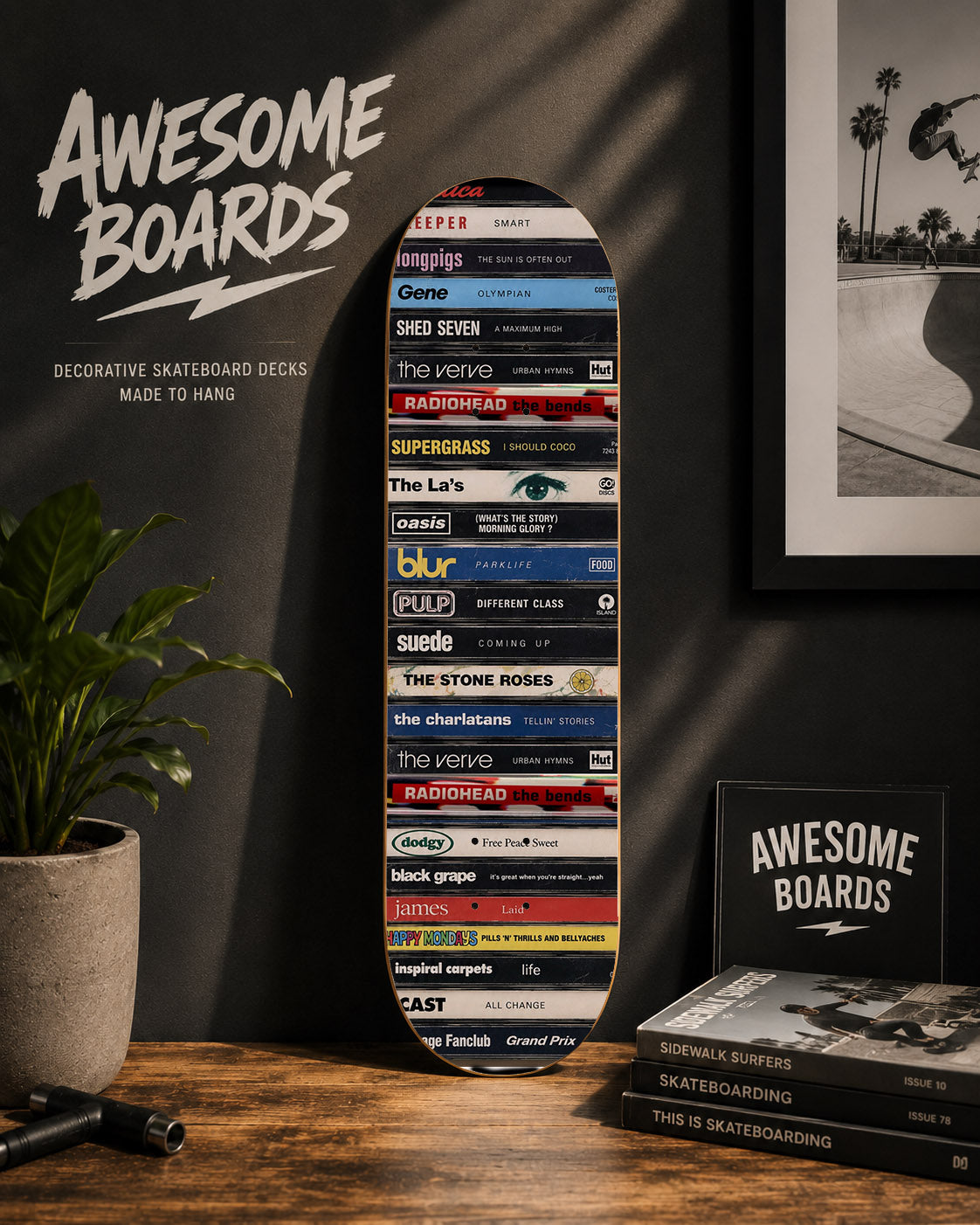 90s Indie Classics Decorative Skateboard Deck | Wall Art