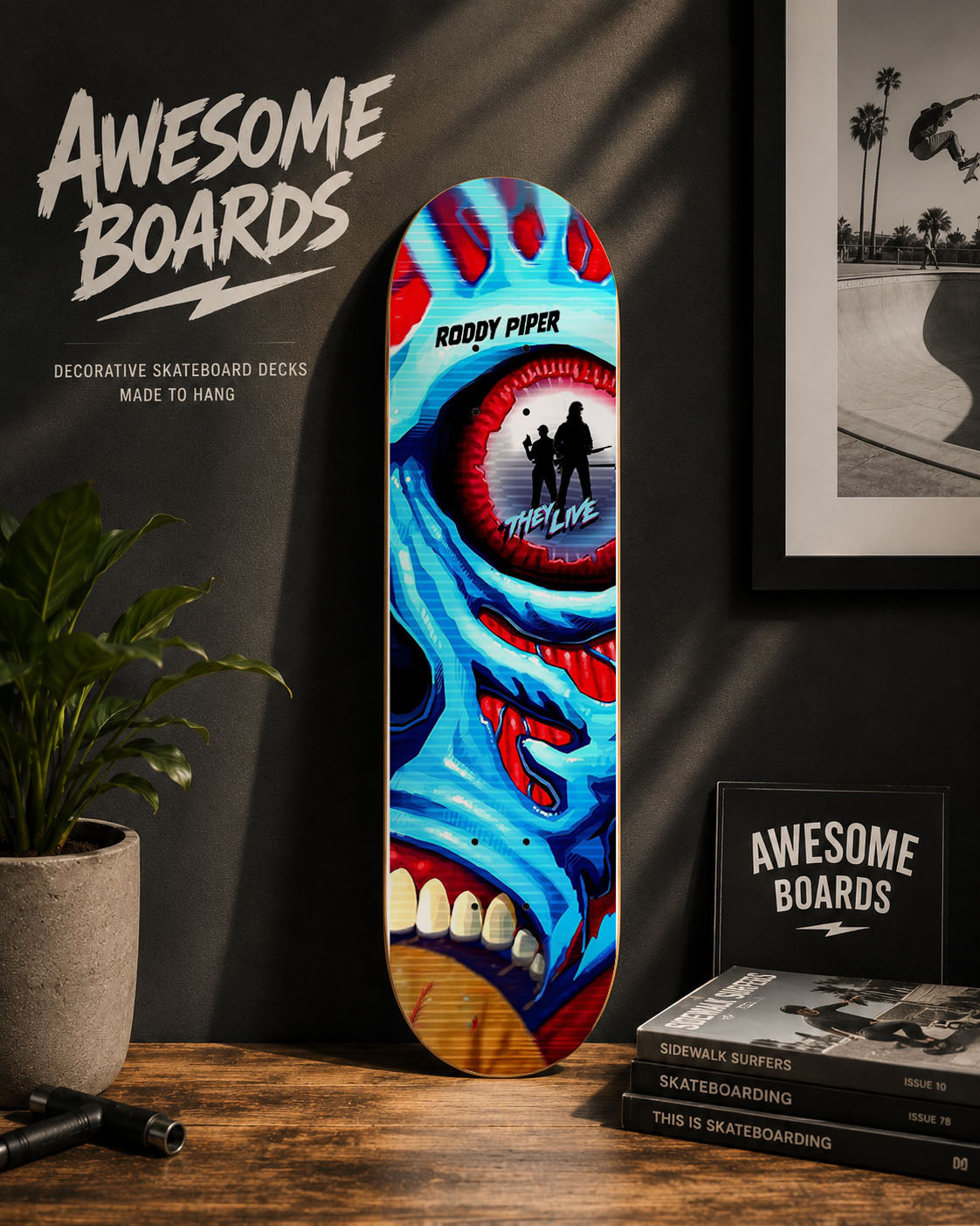 They Live Roddy Piper decorative skateboard deck wall art
